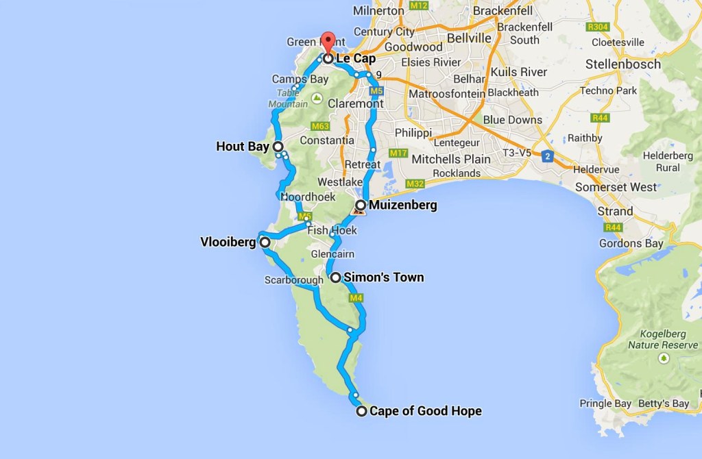 CARTE DE LA PENINSULE DU CAP. AFRIQUE DU SUD