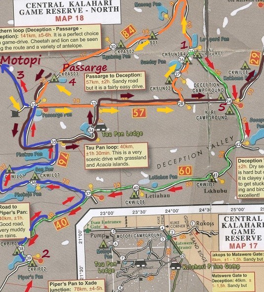 carte shell notre parcours Passarge ckgr botswana