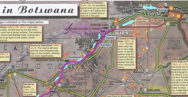 Source : carte Shell Muchenje campsite & cottage via Parc Chobe Botaswana