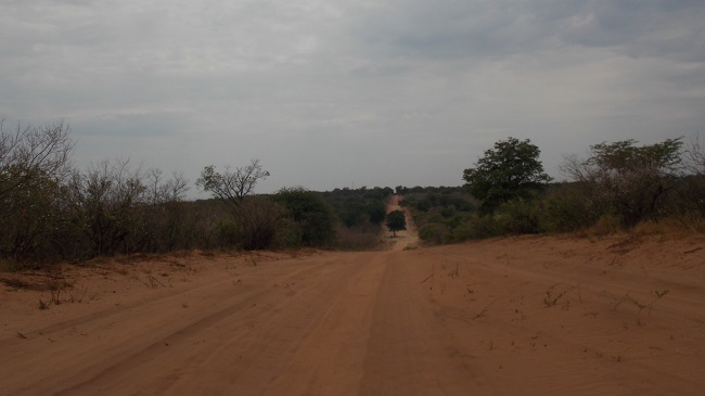 piste qui rejoint Kachekau Botswana.