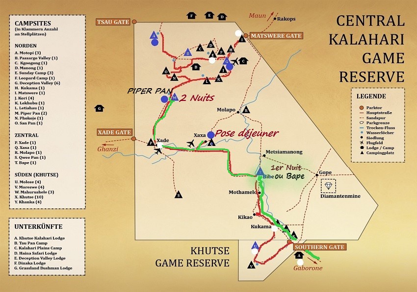 notre parcours jusqu'au campsite Piper Pan . Msiafricaroadtrip.com